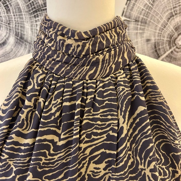 Joie Blue and Tan Patterned Halter Blouse - Picture 2 of 4